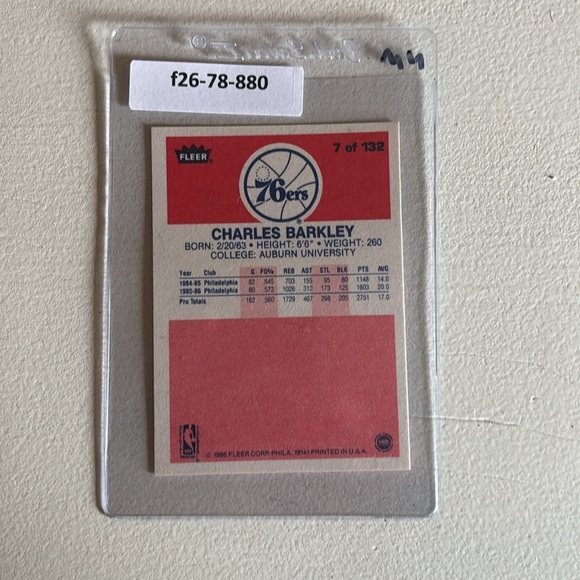 Charles Barkley 1986 Fleer Rookie Card #7 of 132 - Picture 2 of 2
